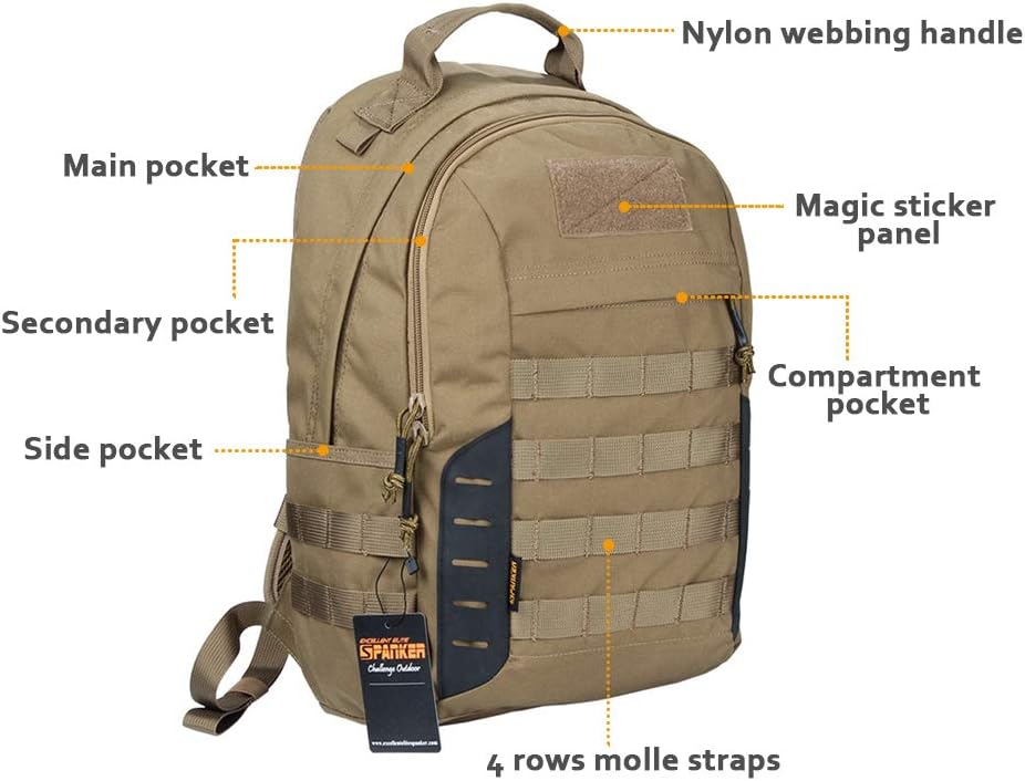 EXCELLENT ELITE SPANKER Military Tactical Backpack 18L Molle Backpacks Army Assault Survival Rucksack Pack (RGN)