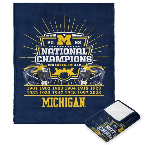 Northwest Michigan Wolverines 2023 National Champions Silk Touch Throw Blanket – 50 x 60 inches – Soft Plush College Football Fan Gear
