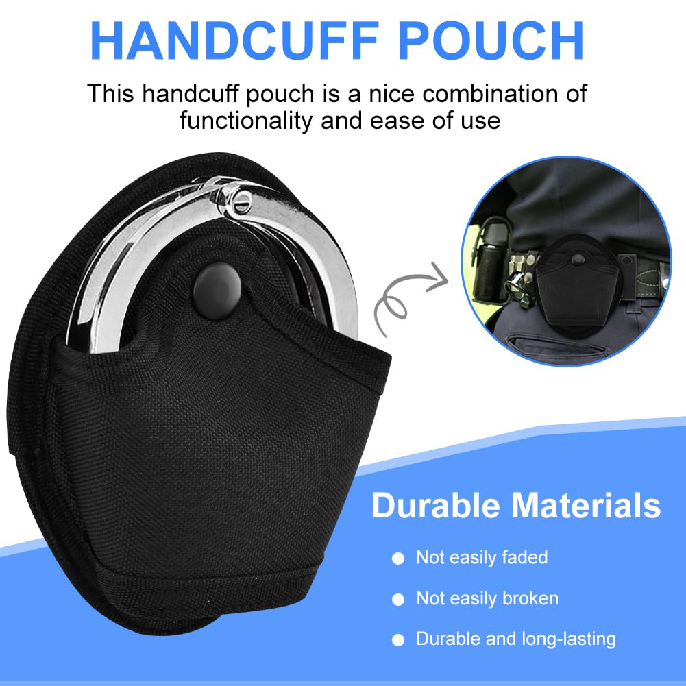 2 Pcs Handcuff Case, Handcuff Holster, Open Top Oxford Cloth Cuff Pouch for Duty Belt Police Law Enforcement Security Officer Accessories Fits Standard Chain or Hinge Handcuffs