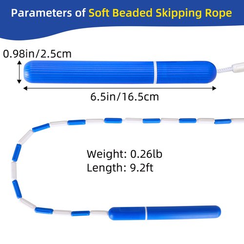 CAPARK Jump Rope Segmented Soft Beaded Skipping Rope Adjustable Tangle Free Jumping Rope for Kids Men Women Exercise, Weight Loss, Keeping Fit and Training 9.2 Feet (3PCS-Blue)