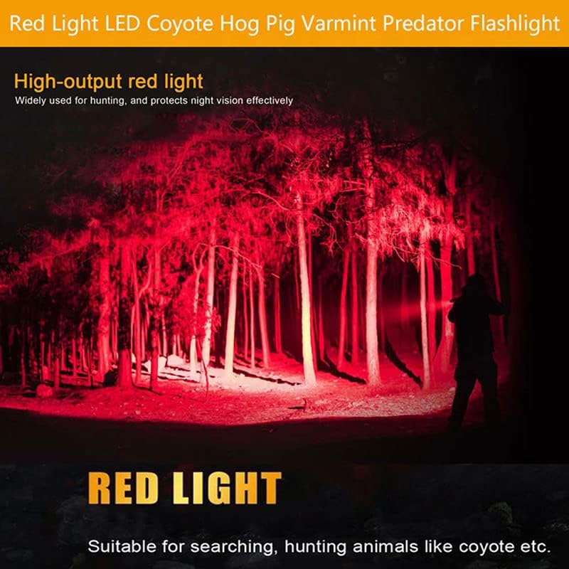 WINDFIRE Red Flashlights Predator Light LED Coyote Hog Varmint Hunting Lights Tactical Rifle Flashlight Torch with Picatinny Rail Mount, Pressure Switch
