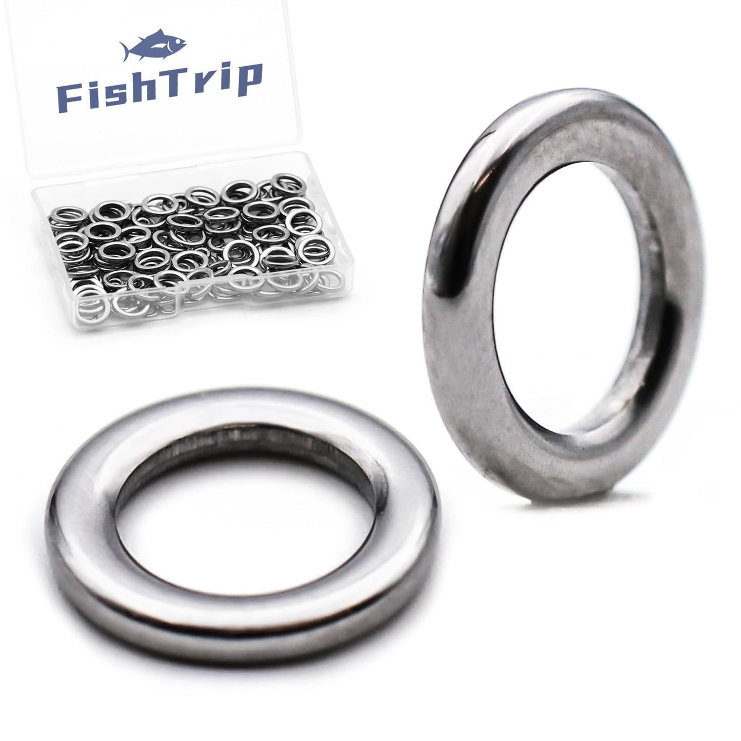 FishTrip Solid Rings Fishing 50Pcs - Stainless Steel Ring for Assist Hooks Jigs Butterfly Rigs Saltwater Freshwater (Size 5_ 400lbs)