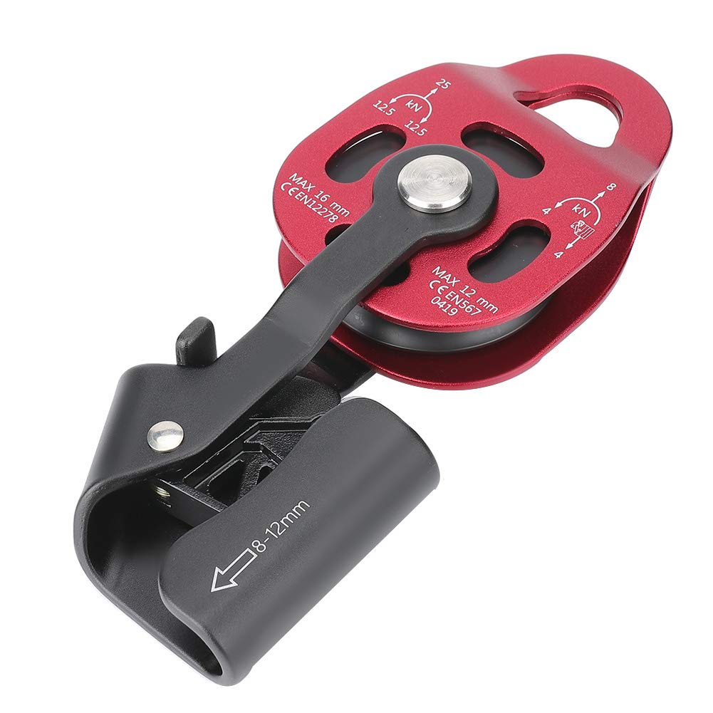 4kn Climbing Pulley, Aluminium Heavy Duty Single Swivel Rope Pulley Block Designed for 8-12mm Climbing Rope, Ideal for Rope Climbing and Pulley Systems