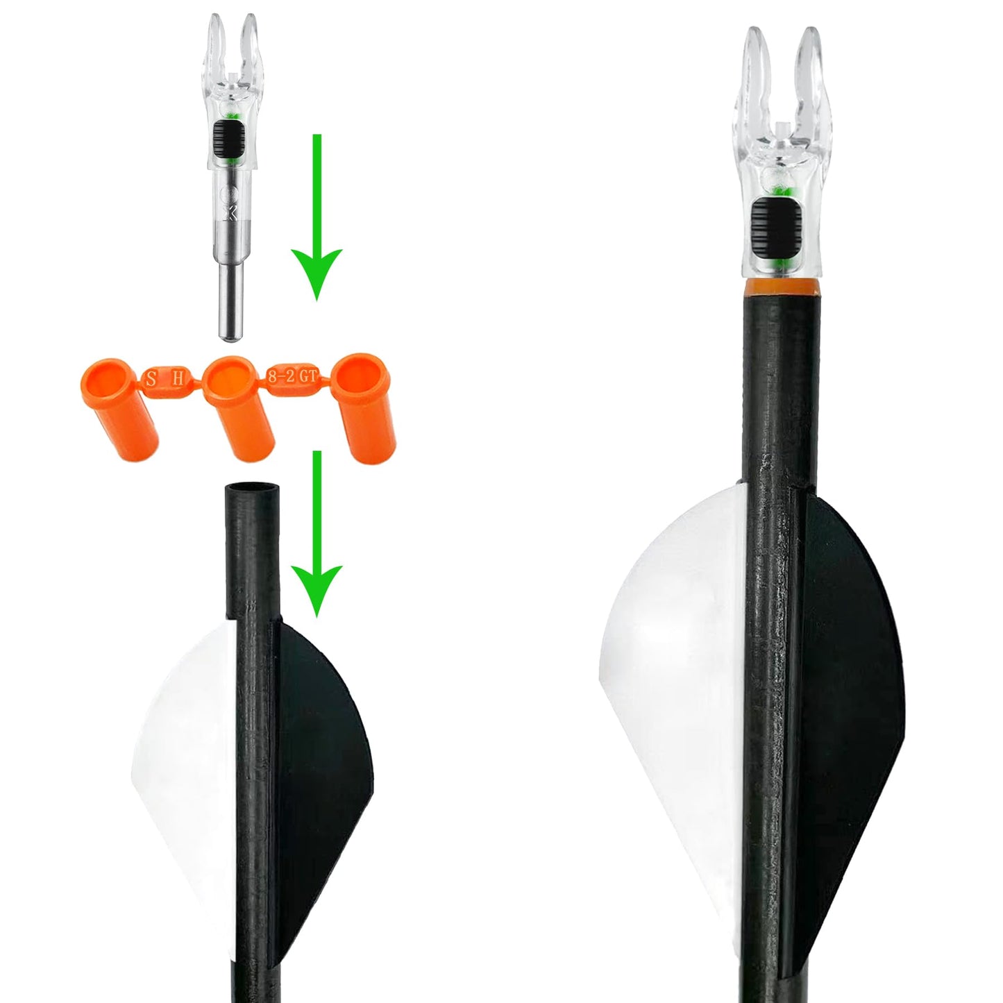 KEAUP 12 Pack X Lighted Nocks Universal Fit for Arrows with ID .204/.233/.244/.246 Light Up Nocks with ON/Off Switch for Archery Hunting