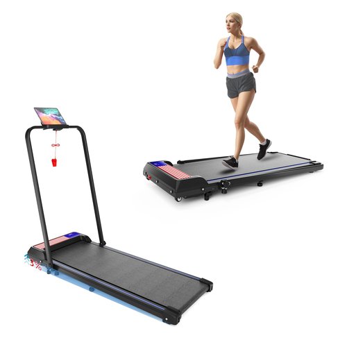 Treadmill Under Desk Walking Pad,2 in 1 Folding Treadmill for Home/Office with Remote Control and APP，Flag