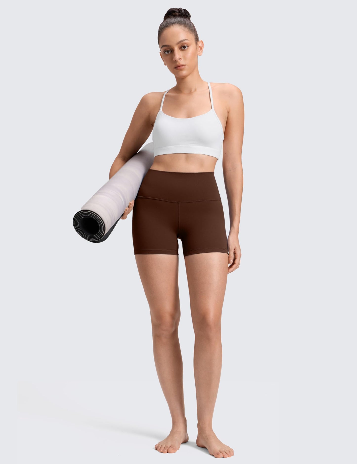 CRZ YOGA Butterluxe Biker Shorts 4'' - High Waisted Booty Workout Volleyball Yoga Womens Spandex Lava Brown X-Small
