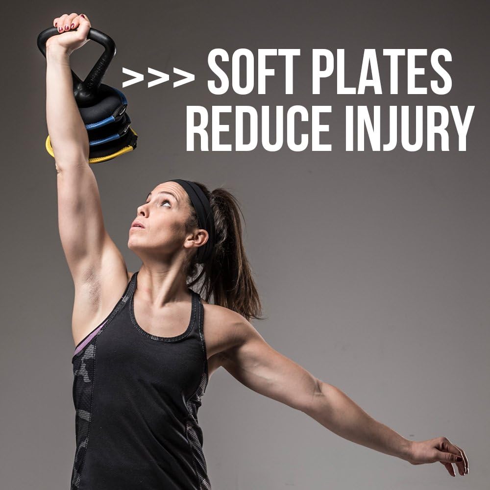 Hyperwear SoftBell Adjustable Kettlebell Set - Soft, Vinyl-Coated Weight Plates with Rubber Base - Versatile Home Gym Equipment - Compatible with SoftBell Barbell & Dumbbell