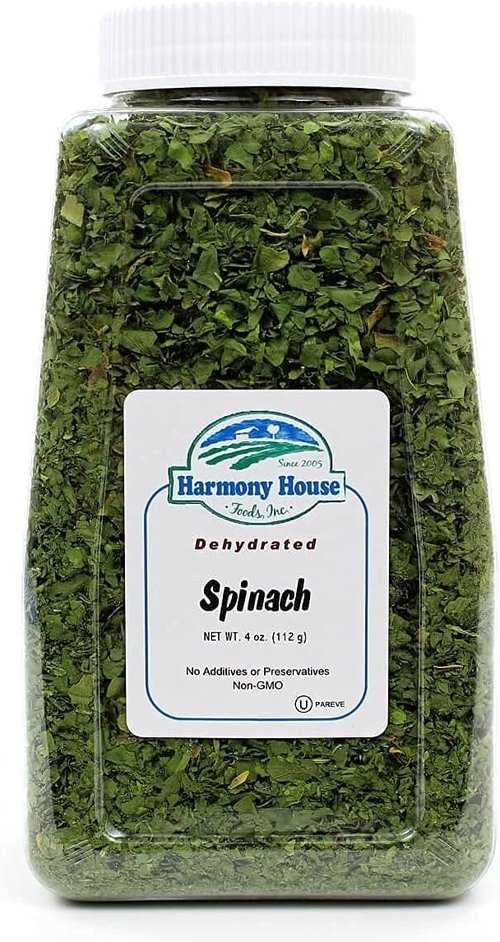 Harmony House Dried Spinach Flakes – Dehydrated Vegetables for Cooking, Camping, Emergency Supply and More