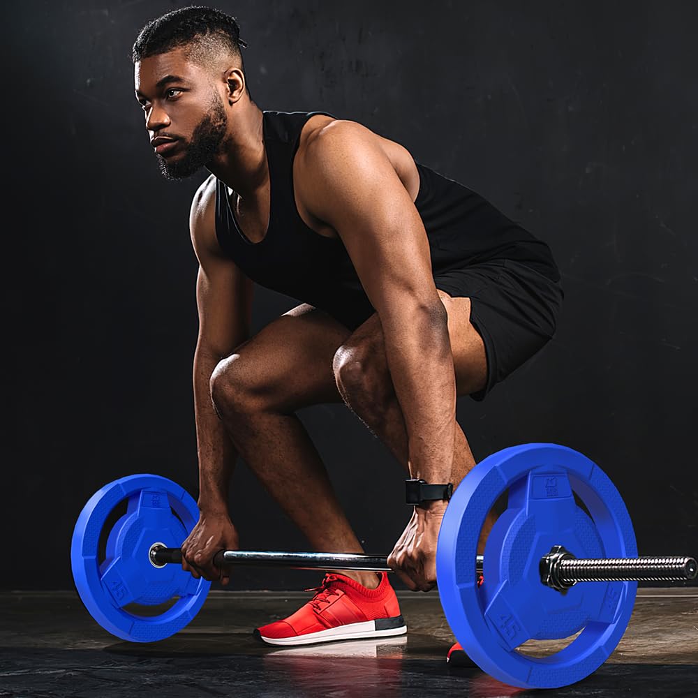 FAGUS H Color Coded Weight Plate 2-Inch Rubber Coated Olympic Grip Plate for Barbell,Solid Cast Iron Weight Plates for Strength Training,Weightlifting,Crossfit,Home Gym,2.5LB Pair