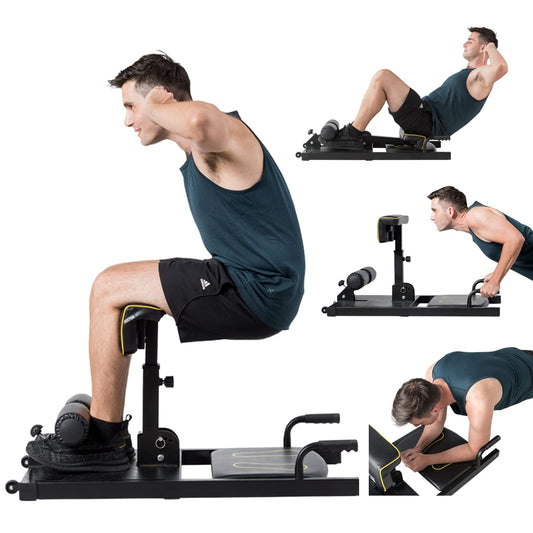 SPORFIT Sissy Squat Machine 8 in 1, Multifunctional Squat Machine Home Gym Equipment for Leg Strength Training, Sit-Up, Push-Up & Plank, Black