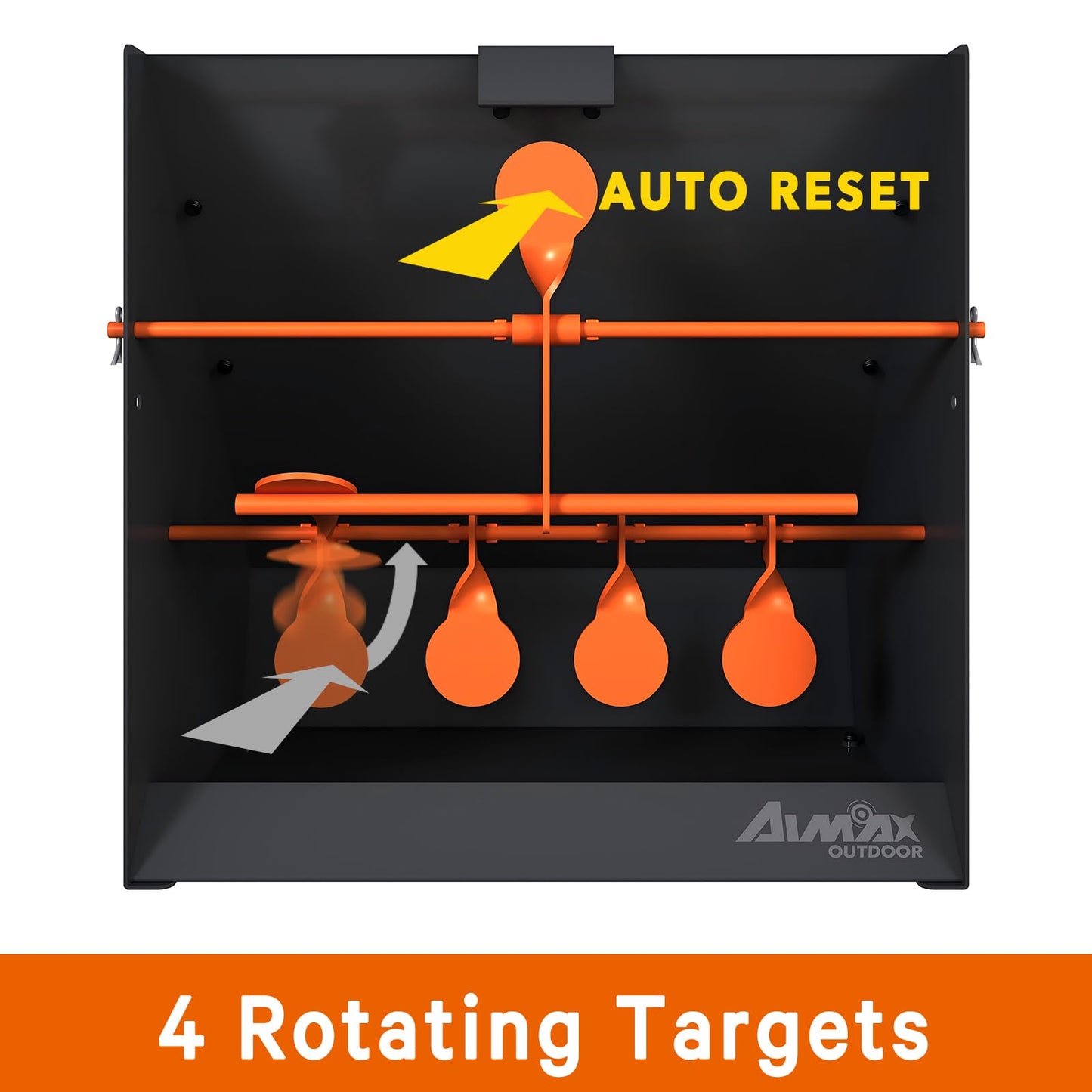 AIMAX OUTDOOR Pellet Gun Target Trap with Center Shot - 12pcs Paper Targets and 4 Resetting Metal Shooting Targets for Airgun, Rifle, Rimfire, Perfect for Backyard, Outdoor, Indoor Shooting Practice
