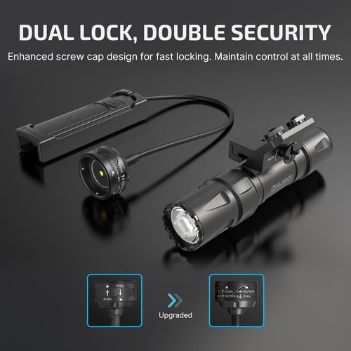 OLIGHT Odin S 1500 Lumens MLOK Rail Mounted Weaponlight Rechargeable Tactical Flashlight with Upgraded Remote Pressure Switch, 250 Meters Throw Distance, IPX8 Waterproof (Black)