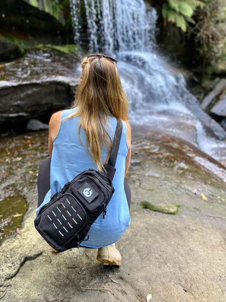 TORCH Sling Bag Single Shoulder Crossbody Backpack Urban Outdoor Sports Military Style MOLLE Travel Pack for EDC Gear V2 Black