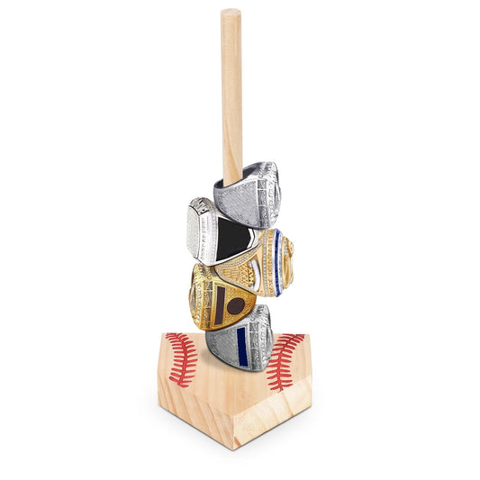 Wooden Baseball Softball Ring Display Holder, 10.63x3.94 Baseball Softball Home Stacking Championship Ring Display Holder Stand for Ball Lovers Kids Teens Adults