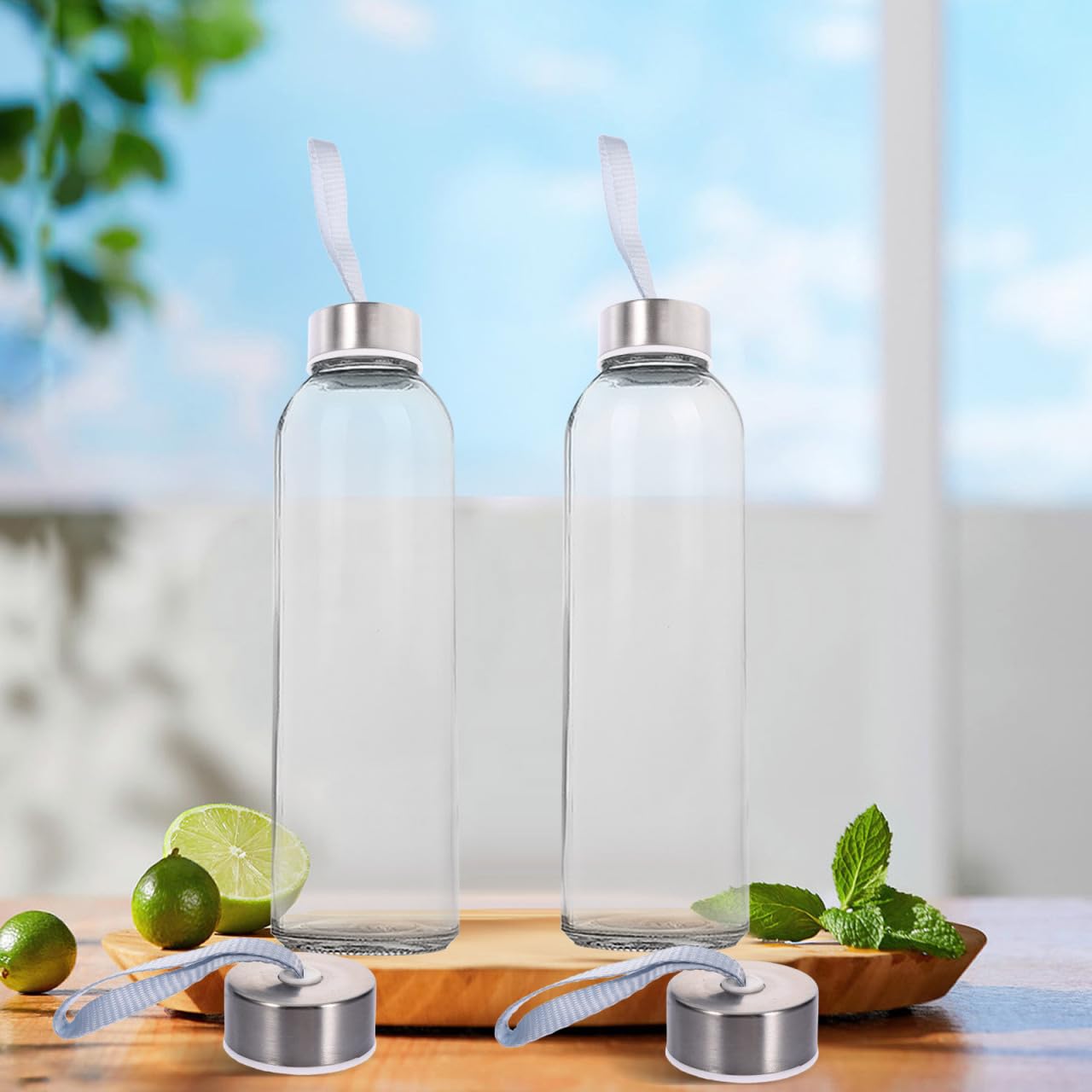 Amosfun 20pcs Water Bottle Replacement Caps - Inner Diameter 38mm, Height 21mm - Universal Screw On Design Portable Bottle Caps with a Rope