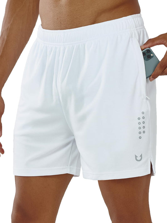 NORTHYARD Men's 5" Athletic Running Shorts Workout Gym Quick Dry Shorts Lightweight Mesh Tennis Shorts for Men Exercise White
