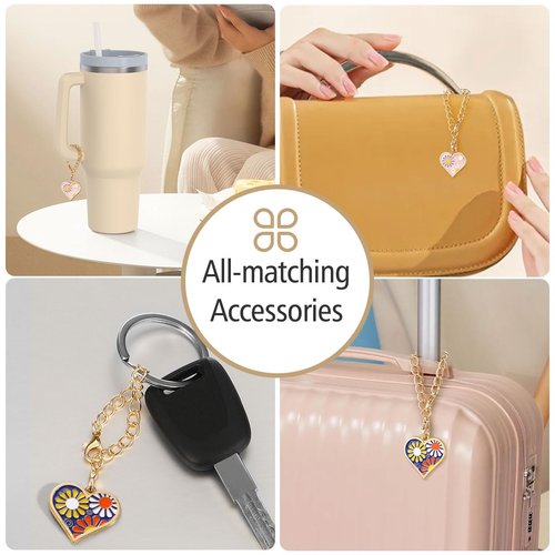 Emibele Heart Charm for Stanley Cup, Flower Handle Charm Stanley Cup Accessories, Personalized Name ID Water Bottle Charm Accessories for Stanley Cup Tumbler Yeti Identification, 2 Pack