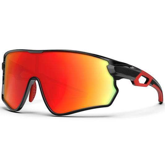 BEACOOL Polarized Sports Sunglasses for Men Women Youth Baseball Fishing Cycling Running Hiking Motorcycle Tac Glasses UV400 (GlossyBlack Gradient Red)