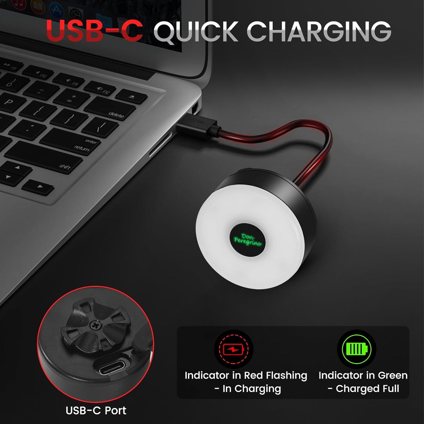 Rear Bike Light 90hrs Autonomy - Bike Lights Compact Size, IP65 Waterproof, USB C Rechargeable, Quick Release Mounts for Saddle & Seatpost, with 5 Steady Flash Modes, DON PEREGRINO M2 Bicycle Lights