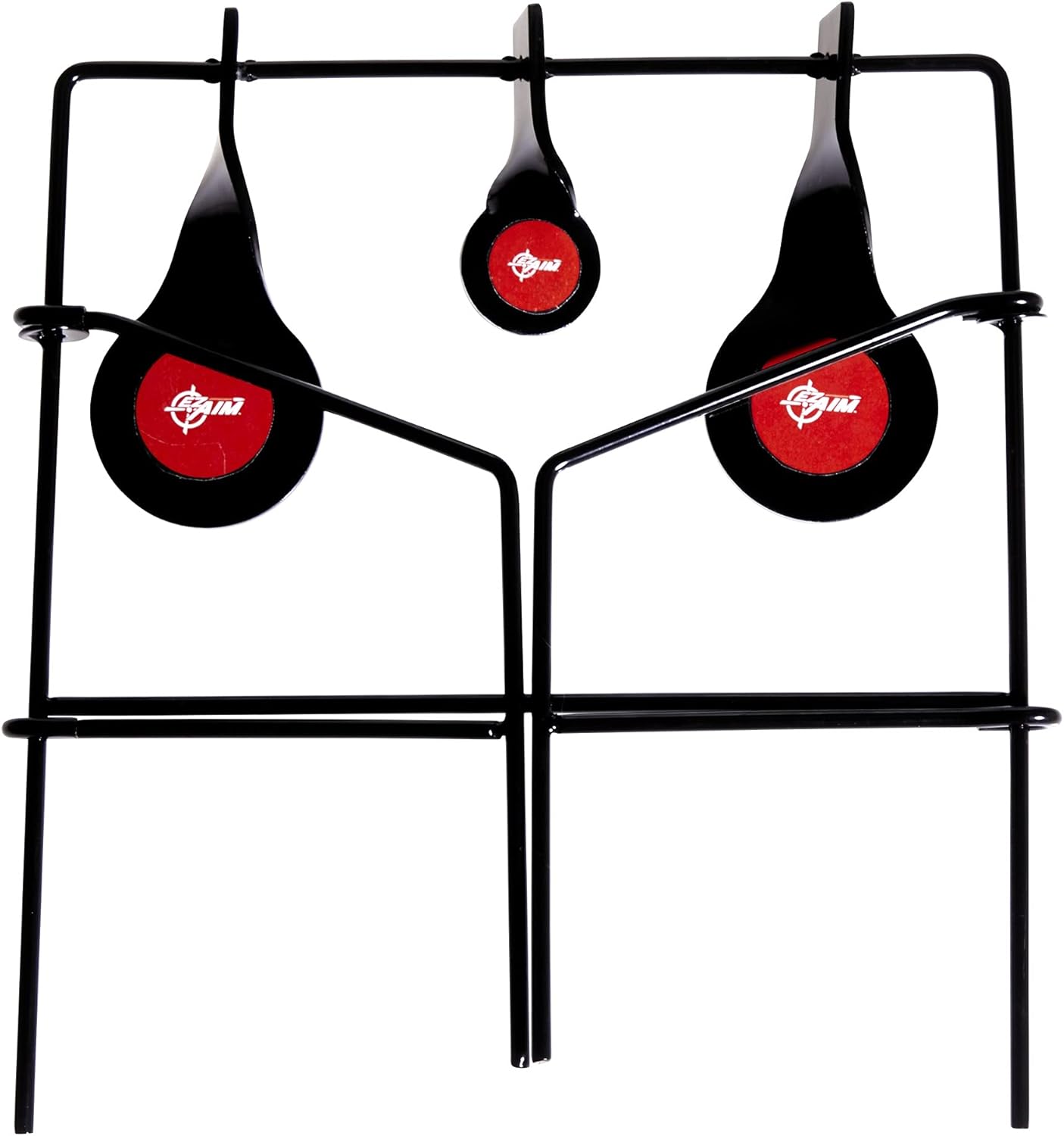 EZ Aim Metallic Triple Spinner Target System, Rimfire .22 Cal. and Air Guns, Shooting Target 12"W x 13"H, Black/Red