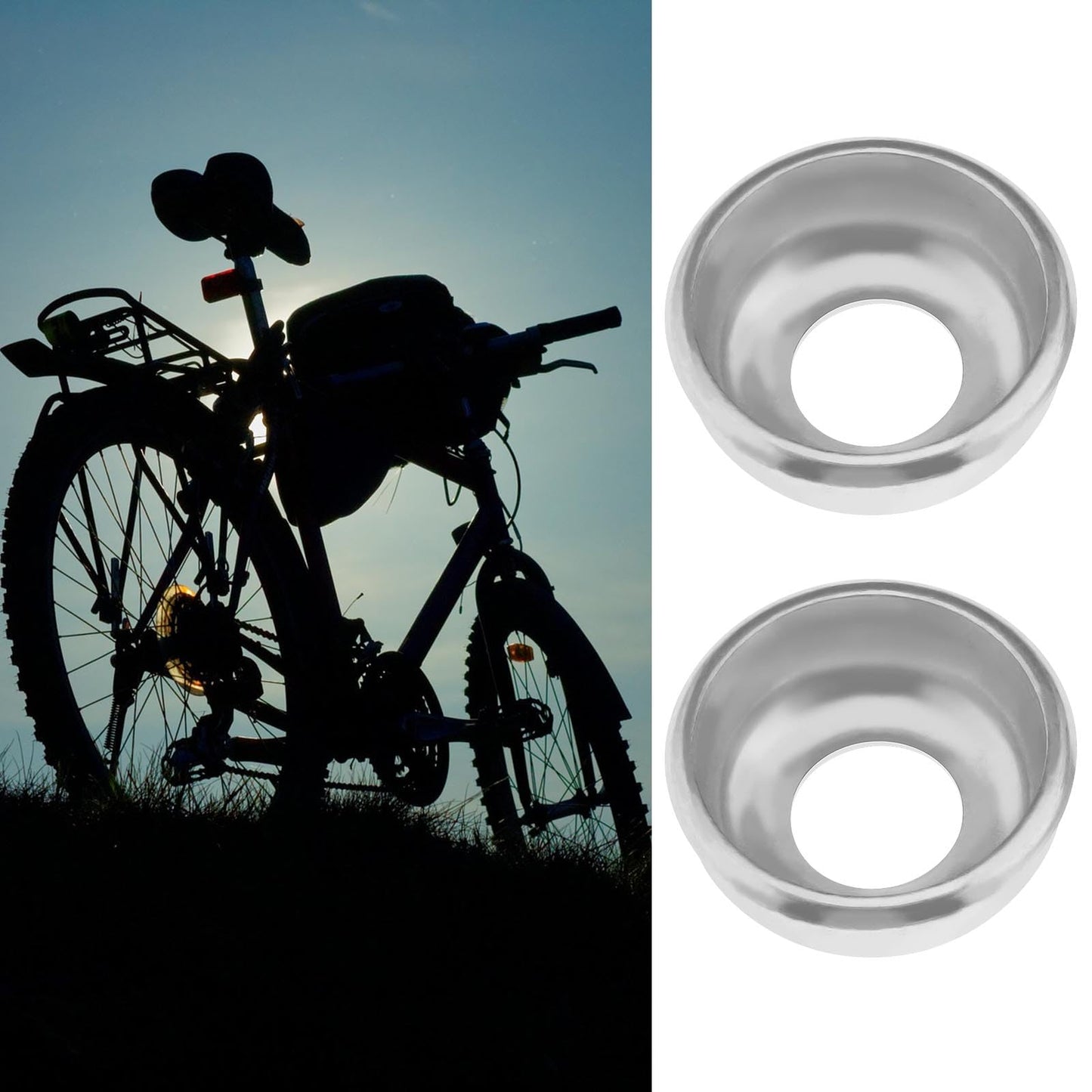 SING F LTD 2PCS Front Axle Cups for 5/16 Front Hub & 2PCS Rear Axle Cups for 3/8 Rear Hub Mountain Bike Bicycle Accessories with 2 Front & 2 Rear Hub Bearings