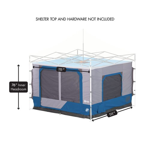 E-Z UP Camping Cube 6.4, Converts 10' Straight Leg Canopy into Camping Tent, Royal Blue & GSCBGY Gear Accessory Canopy Hanging Shelf, Black Mesh