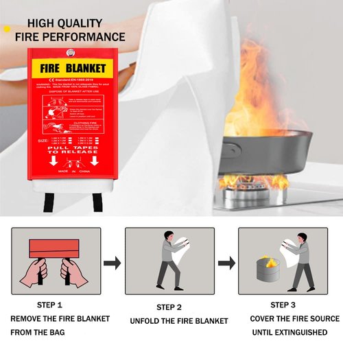 ZGYBY Emergency Fire Blanket 2 Pack, X-Large Red Glass Fiber Fire Resistant Blanket, 47 * 47in, Suitable for Home, School, Fireplace, Grill, Car, Office, Warehouse etc.