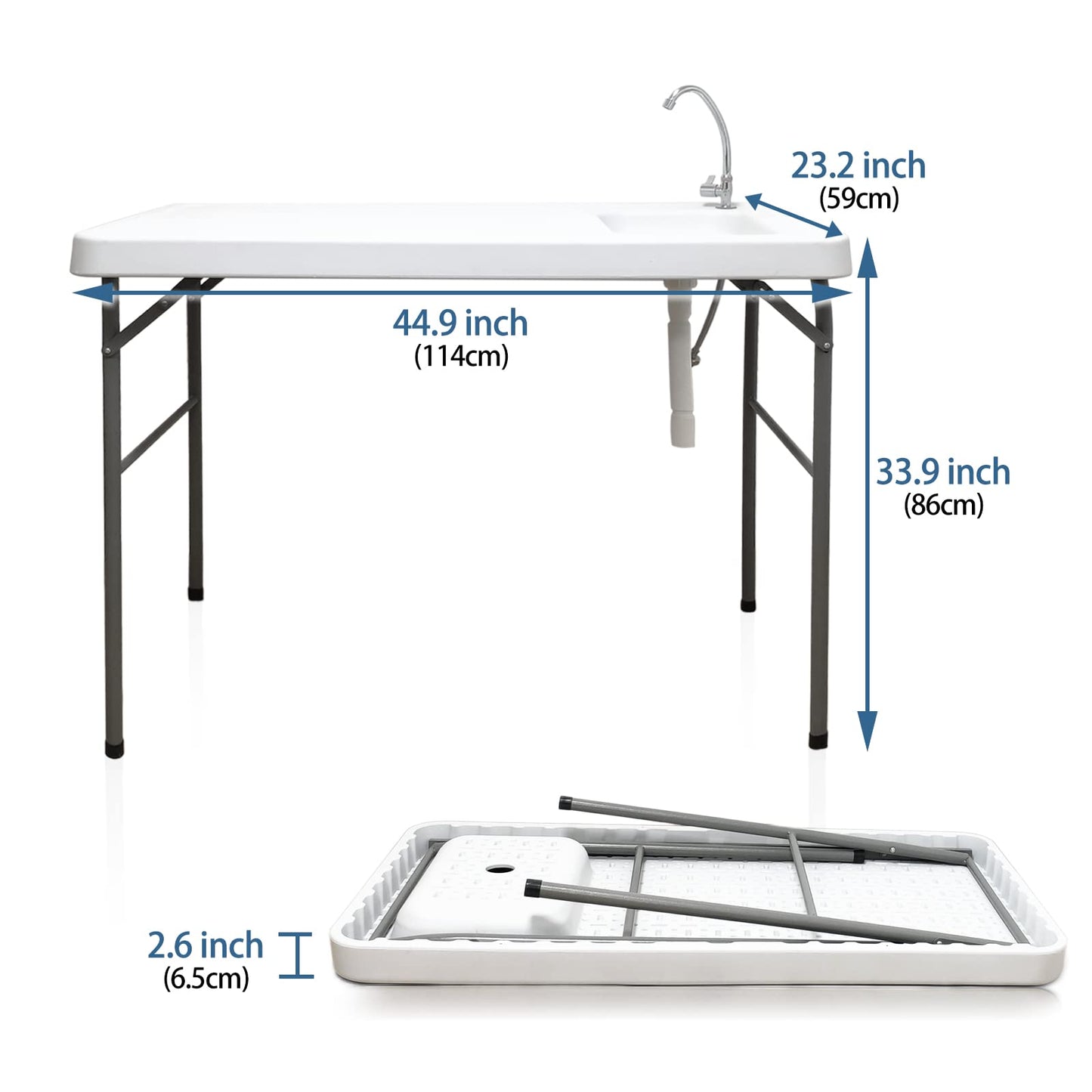 GUAGUA Portable Fish Cleaning Table with Sink Portable Outdoor Camping Sink Station for Picnic BBQ RV Beach Patio Picnic