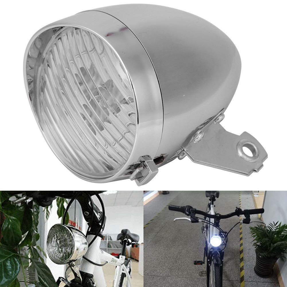 Vintage Bike Headlight, 3 LED Retro Bike Front Light Lamp Bicycle Headlight Cycling Flashlight Headlamp with Bracket