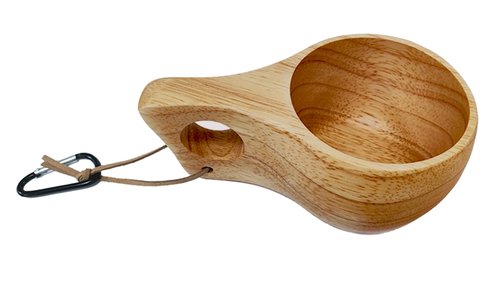 Flimjibg Coffe Mug Portable Wooden Camp Cup with Handle Kuksa Handmade Cool Hot Drinking Viking Mug Unique Natural Wood Grain for Outdoor Travel Hiking Men Women
