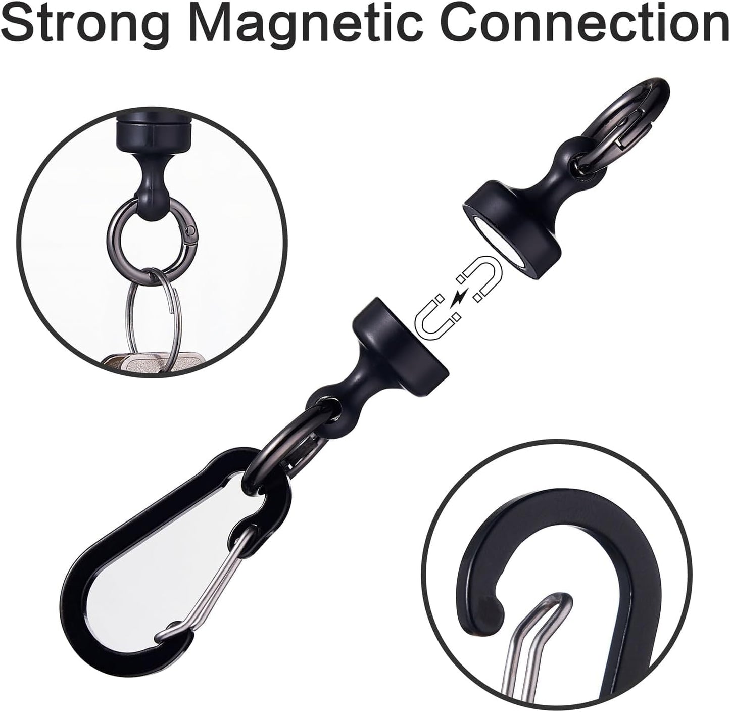 FANGZHIDI Quick Release Keychain,Magnetic Release Holder, Strongest Key Magnet Carabiner for Fly Fishing Bags, Belt, Car Key Fob,3 PCS,Black