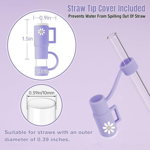 NiHome 2PCS Protective Silicone Tumbler Boot with Straw Cover for Stanley Quencher 40 30oz IceFlow 20 30oz & Hydroflask Bottle 12-24oz, Accessories for Stanley Cup -Bottom Sleeve & Straw Cover