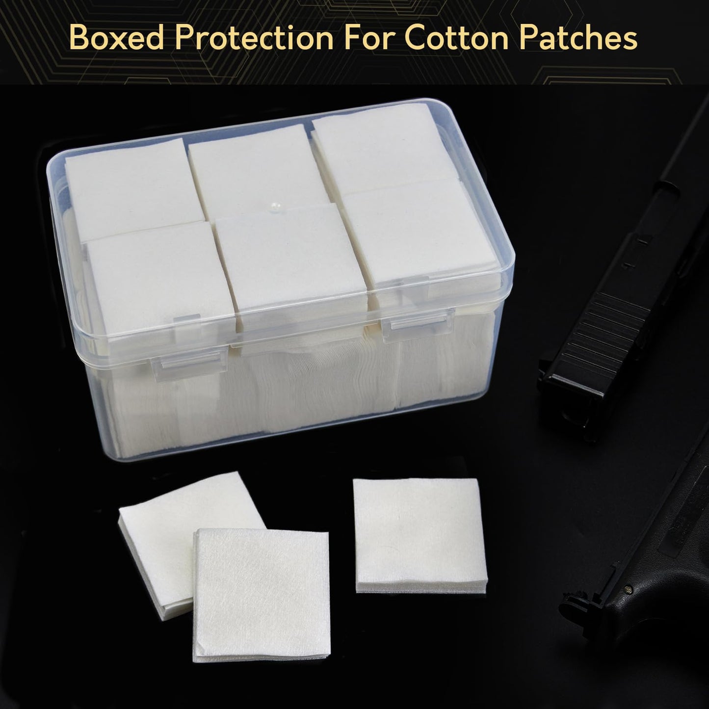 900PCS Gun Cleaning Patches in Storage Box - Thick, Highly Absorbent, Lint Free, 2"x2" Cleaning Patches for Firearms 9mm, 38-.45 Cal