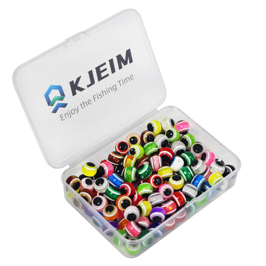 KJEIM Fishing Eye Beads 120/200/400pcs Fishing Line Beads Assorted Mixed Color Fishing Beads 6mm/8mm/10mm for Stream Pool Lake River Fishing (120pcs 10mm Mixed Color)