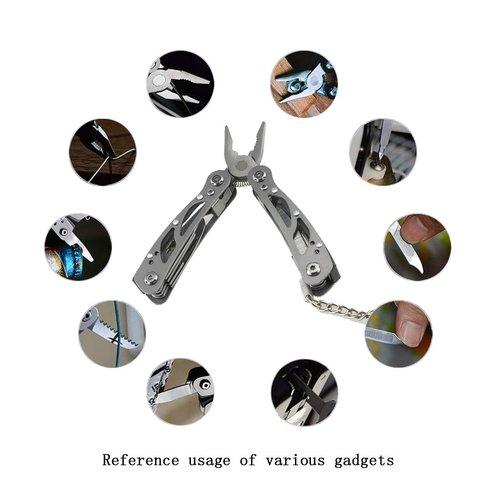 Small Multitool Pliers,Outdoor Pocket Multitools Mini Pliers,Best Gifts for Mens, Boys, Birthdays, Christmas, Friends, 15 In 1 Stainless Steel Accessible Tools(Grey)