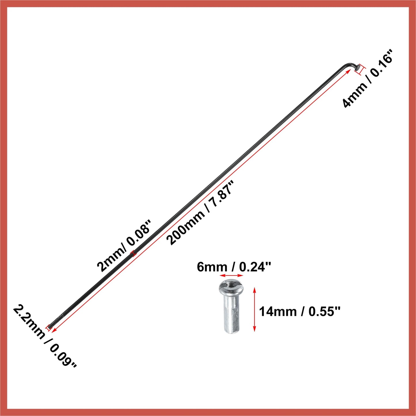 ACROPIX 40 Pcs Bicycle Steel Spokes 14G Bike Spoke 200mm Length with Nipples for Most Bicycle Car Parts