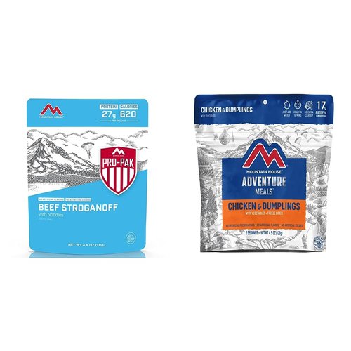 Mountain House Beef Stroganoff with Noodles Pro-Pak + Mountain House Chicken & Dumplings | Freeze Dried Backpacking & Camping Food