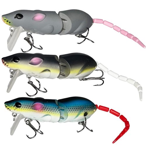 Proaovao Topwater Fishing Rat Lures for Bass Whopper Plopper Lures Kit Propeller Bass Lure Topwater Crankbaits with Floating Rotating Tail Tractor for Bass (AH8515N- 3.35'' 0.53oz)