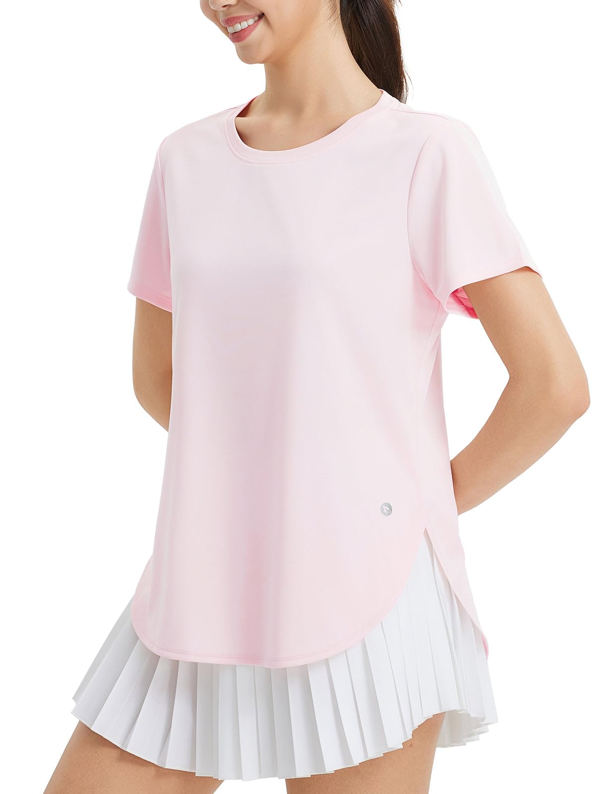 baleaf Women's Short Sleeve Workout Shirts Athletic Running Loose Fit Tops UPF 50+ Quick Dry T-Shirts Gym Yoga Tee Light Pink