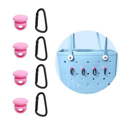 Dairzitv 4 Packs Tassel Hanger for Bogg Bag, Insert Carabiner Key Chain Holder Charms, Accessories for Bogg Bags (pink)