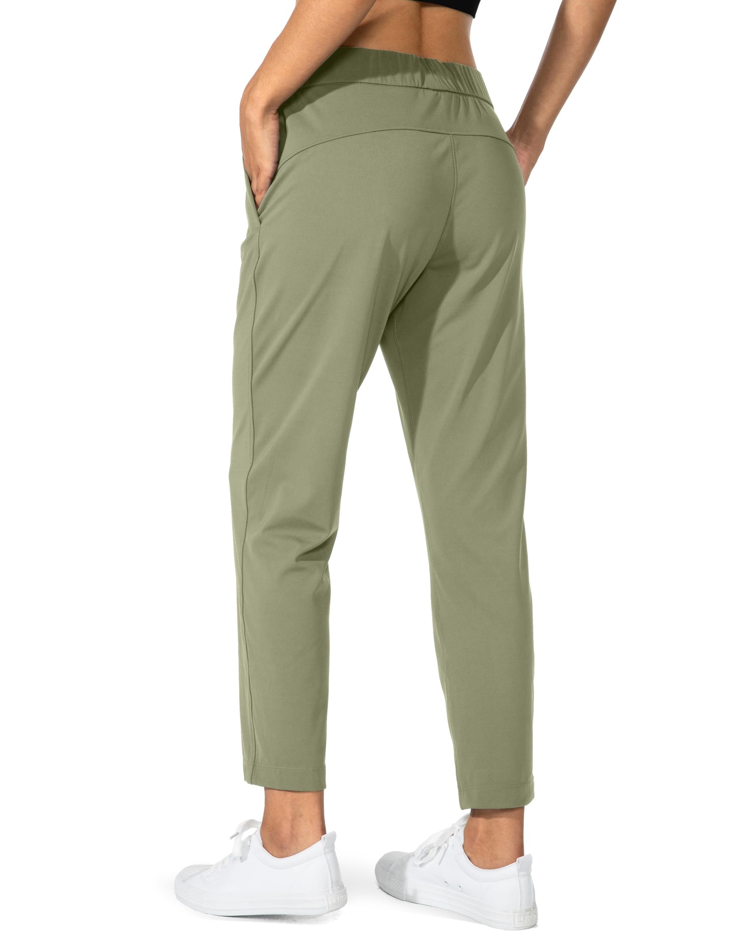 G Gradual Women's Pants with Deep Pockets 7/8 Stretch Sweatpants for Women Athletic, Golf, Lounge, Work (Matcha Green, Large)