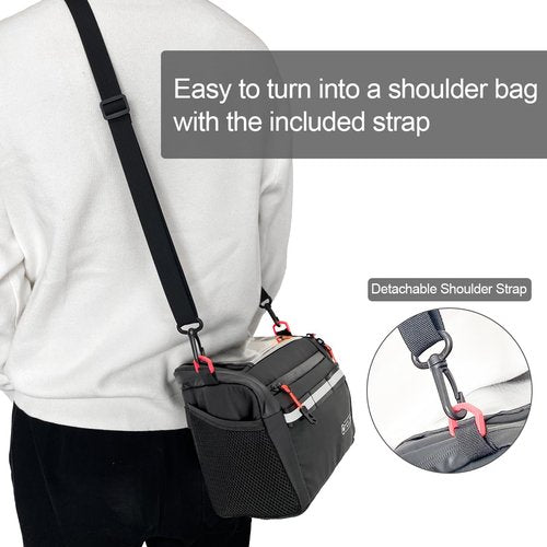 Danuosie Insulated Bike Handlebar Bag, Water Resistant Bicycle Cooler Storage with Touch Screen Phone Holder, Reflective Large Cycling Front Pouch, Shoulder Bag for Outdoor Hiking Mountain Road Bike