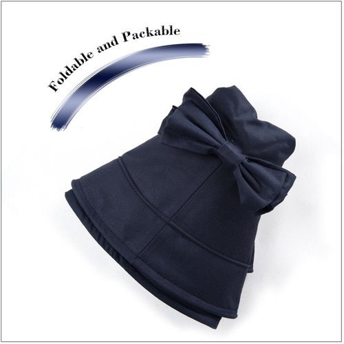 XXL Packable Summer Cotton Sun Hat Bucket UV UPF 50+ Protection Wide Brim Beach Gardening for Extra Large Big Head Women Navy 63-64CM