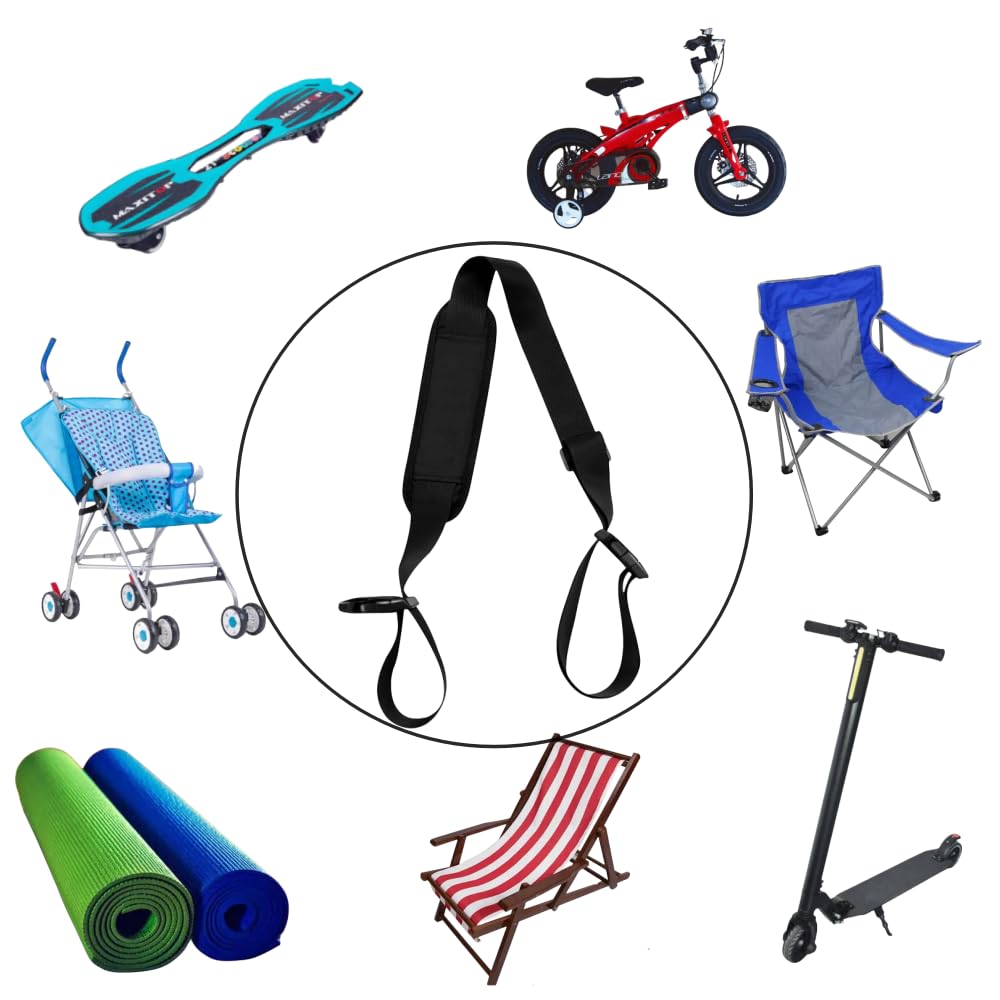 FKUMLUN 3 Pcs Carry Strap for Beach Chair,Adjustable Beach Chair Backpack Straps,Replacement Universal Folding Chair Carry Strap for Beaches Camping Backpacking Picnics Foldable Bikes Outdoor (Black)