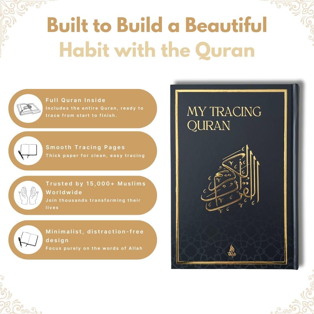 Tracing Quran Mushaf with Full Juz 1 to 30 | Ideal Book for Writing and Learning Quran Text | Perfect Ramadan, Eid, Umrah Gift for Muslim Women Men Child