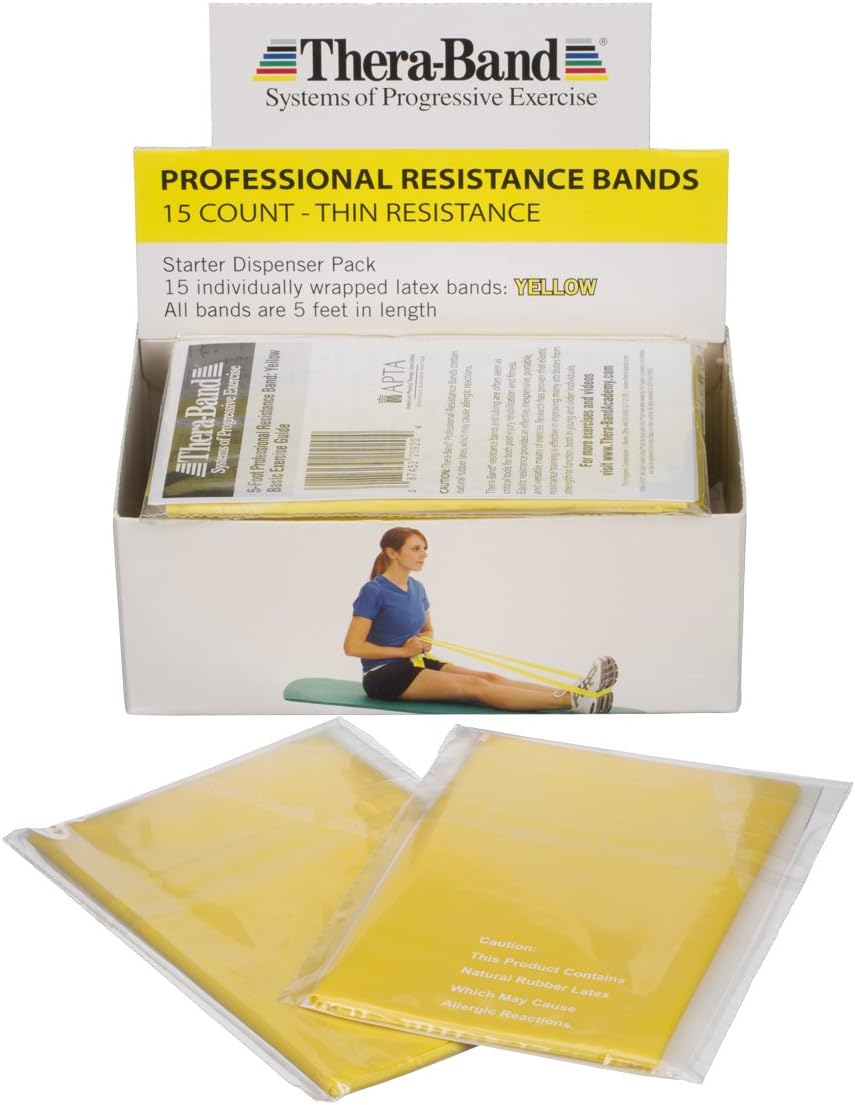 THERABAND Professional Resistance Bands - 5ft Latex Elastic for Home Workouts, Rehab & Pilates (15/30 Count)