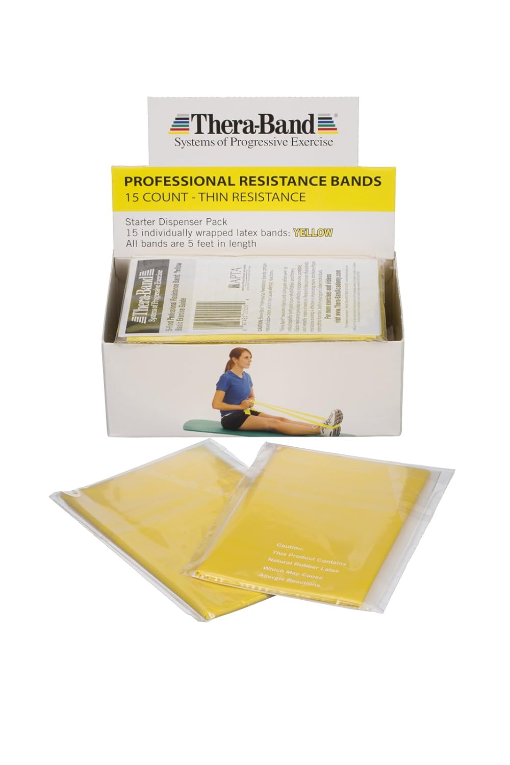 THERABAND Resistance Bands, 5 Foot, 15 Count Professional Latex Elastic Bands For Upper & Lower Body Exercise, Physical Therapy, Pilates, At-Home Workouts, & Rehab, Heavy Green, Intermediate, Level 3