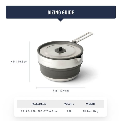 Sea to Summit Detour Stainless Steel Collapsible Pouring Pot, 1.8 Liters