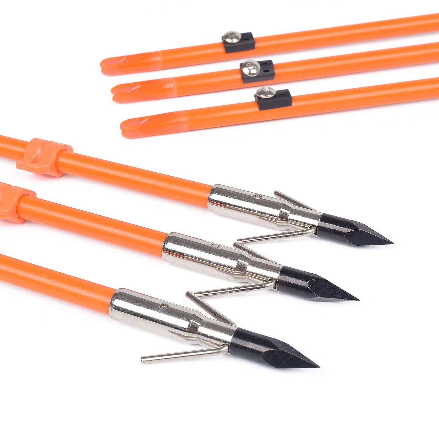 GPP 32 inches Bowfishing Arrows Fish Hunting Solid Fiberglass Shaft with Broadheads and Safty Slides for All Bows Fishing Huntings,6 PCS