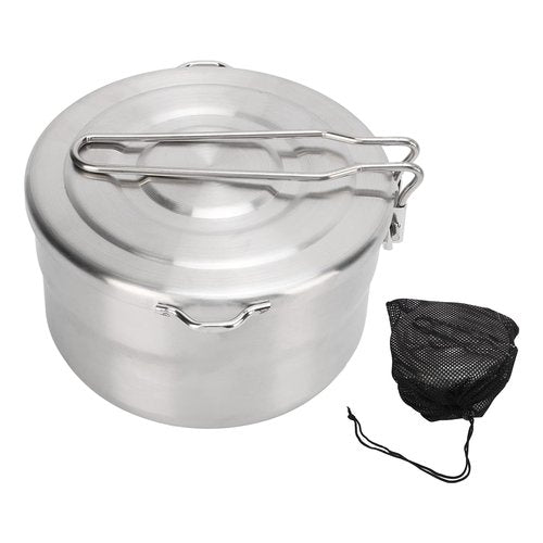 Stainless Steel Camping Cook Pot,Topyond 1.5L Camping Cookware with Lid and Folding Handle, Large Capacity Bento Pot for Outdoor Backpacking Camping Hiking Picnic(with Storage Bag)